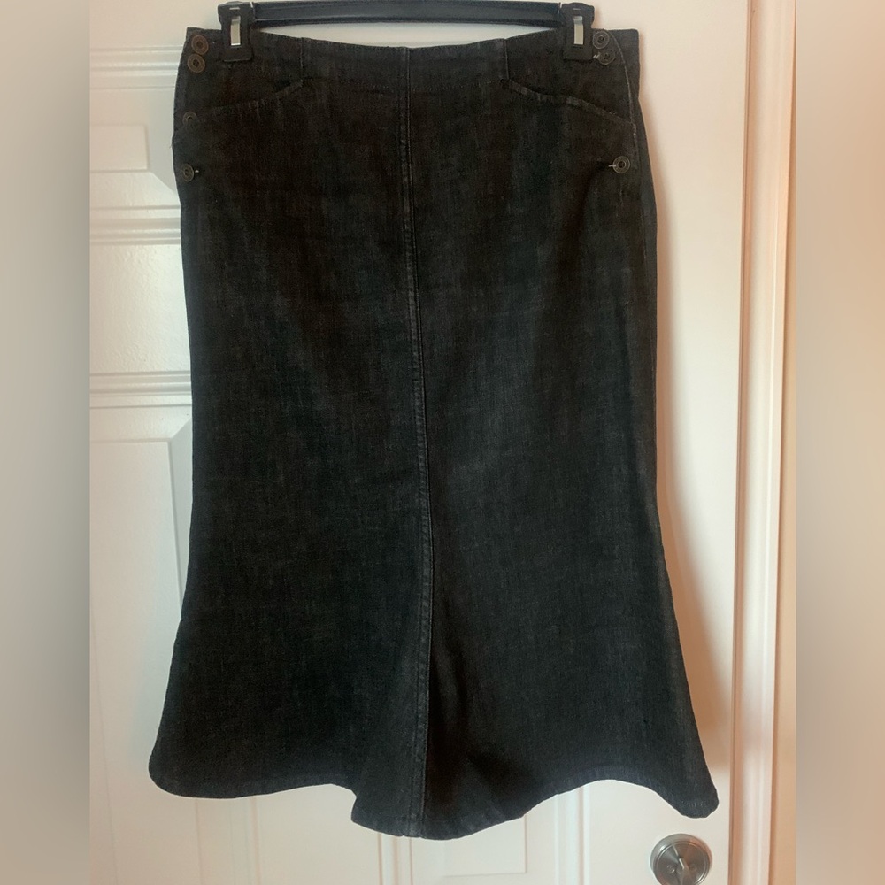 Classic Ralph Lauren Dark Denim Skirt Bronze Button Accents Size 8